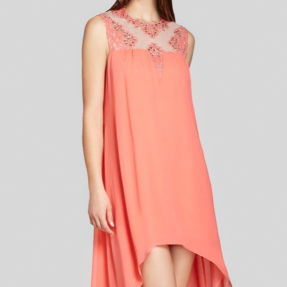 BCBG MAXAZRIA SILK HIGH-LOW DRESS